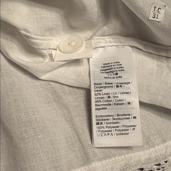 Madewell women’s Embroidered Lace Button-Up Shirt linen blend white Size L NWT - Picture 9 of 9